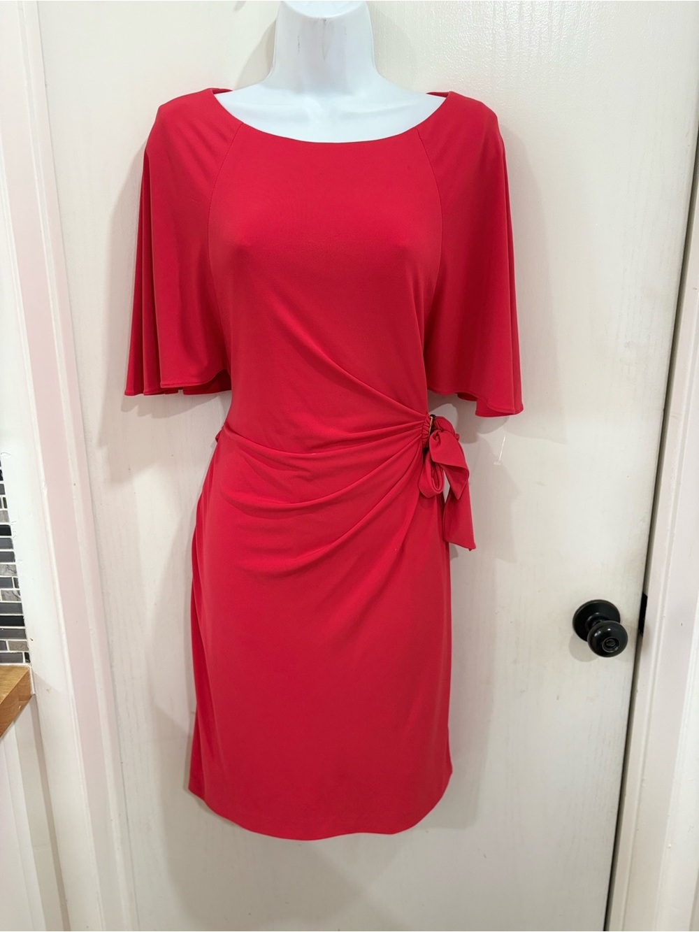 Tahari Red Tie-Side Sheath Dress